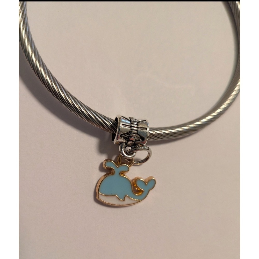 Blue Whale Enamel Charm Silver Nautical Jewelry
